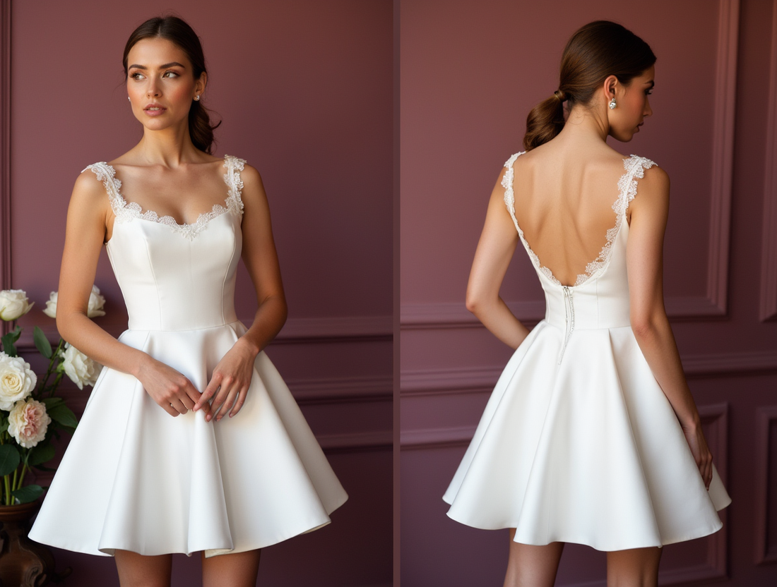 Modern Short Wedding Dress and Mini Dress with Long Sleeves for a Modest Touch