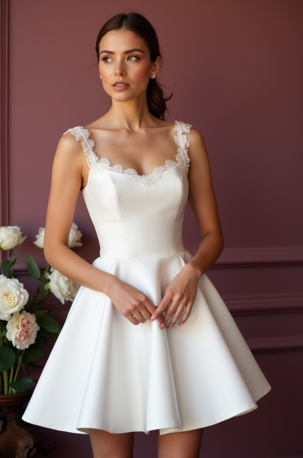 Modern Short Wedding Dress and Mini Dress with Long Sleeves for a Modest Touch