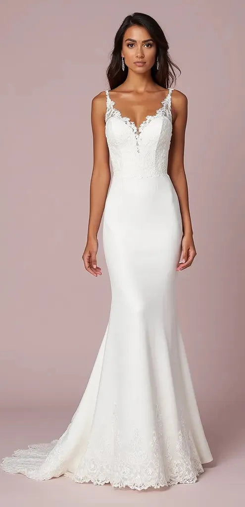Classic Mermaid Wedding Dress with a Regal Look for a Luxurious Wedding