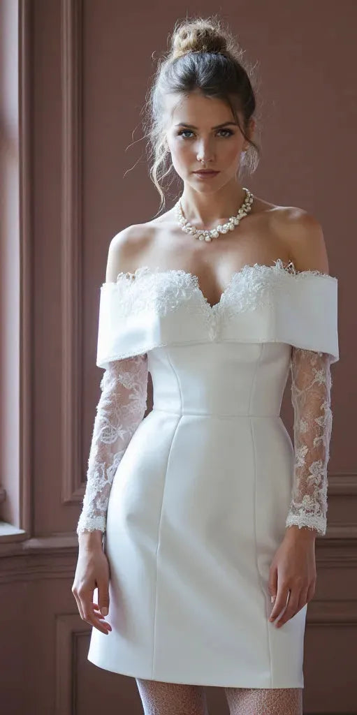Mini Wedding Gown with a Sleek Fit for Trendy and Modern Brides