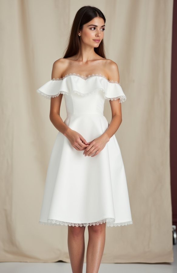 Stylish Short Wedding Dress and Mini Dress with a Corset Bodice for a Feminine Touch