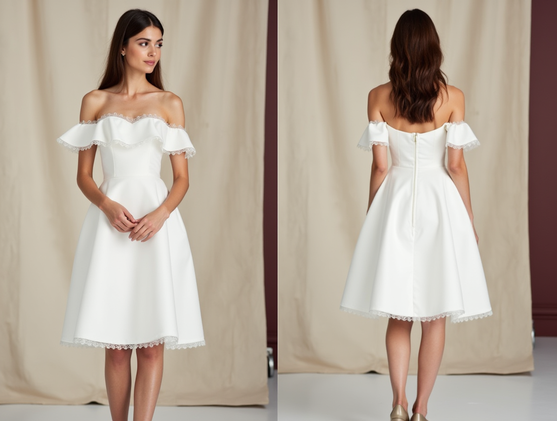 Stylish Short Wedding Dress and Mini Dress with a Corset Bodice for a Feminine Touch