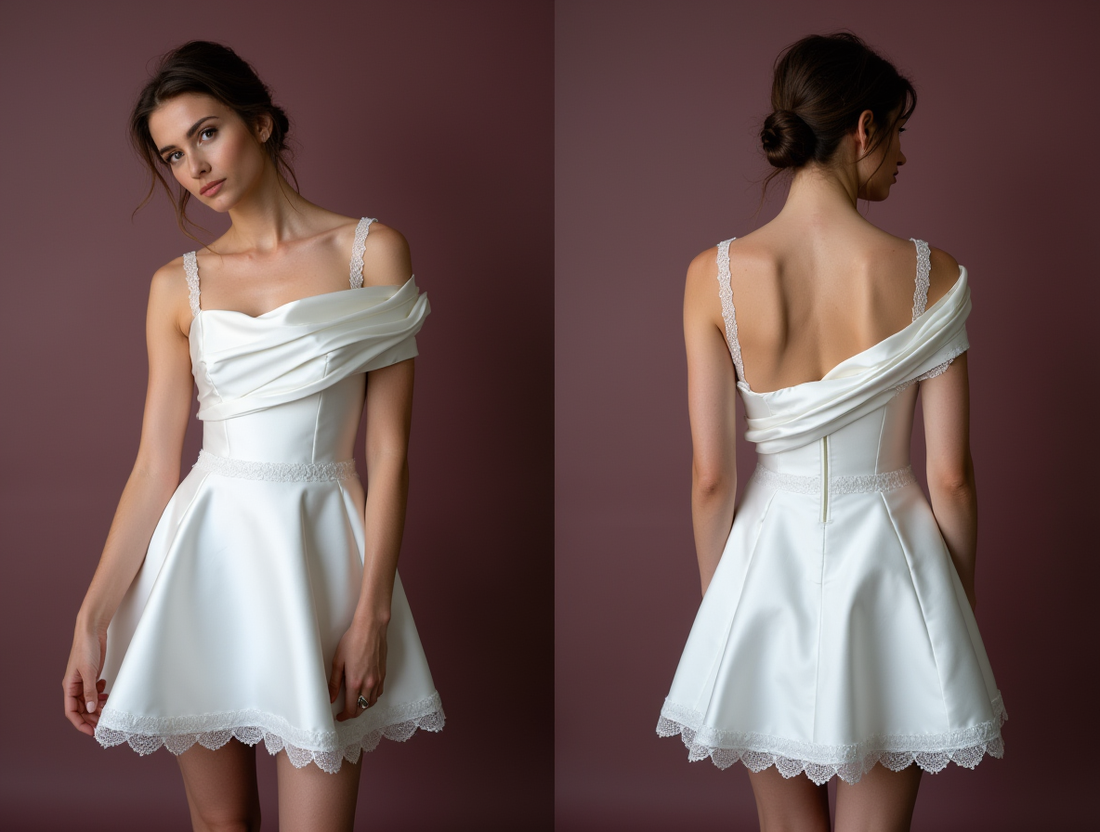 Trendy Short Wedding Dress and Mini Dress with a Floral Embroidered Bodice