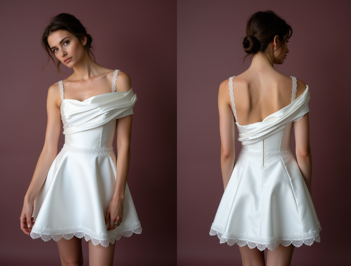 Trendy Short Wedding Dress and Mini Dress with a Floral Embroidered Bodice