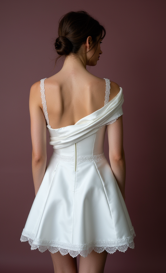 Trendy Short Wedding Dress and Mini Dress with a Floral Embroidered Bodice