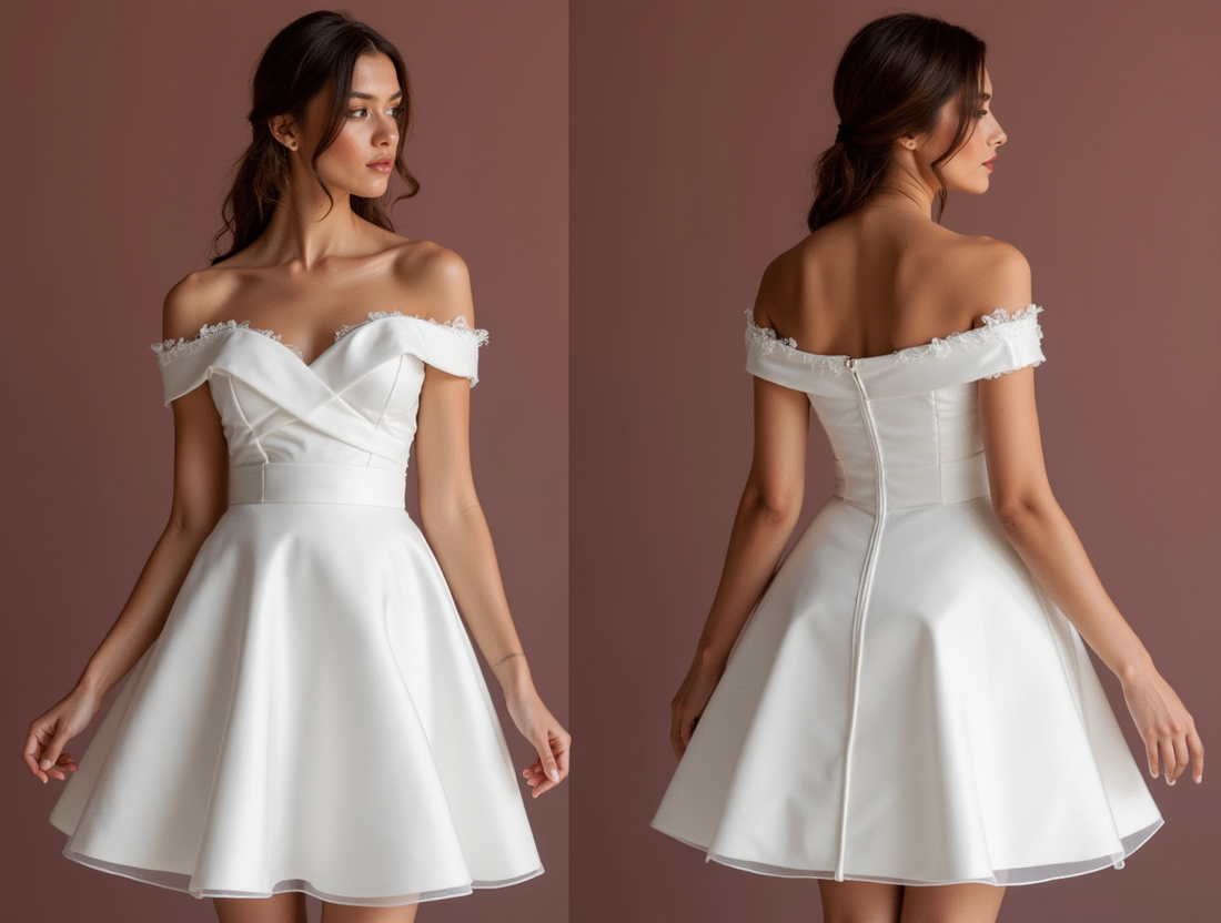 Playful Short Wedding Dress and Mini Dress with a Bow Waist for a Cute Look