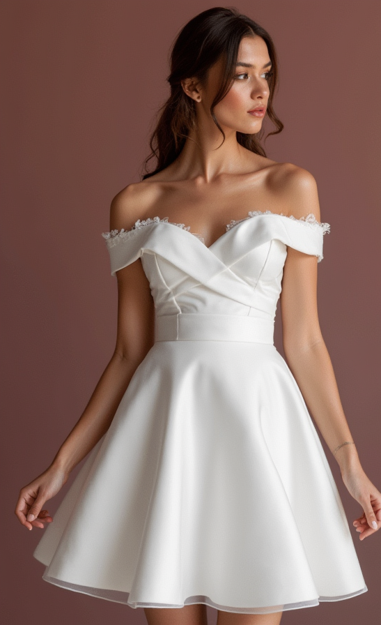 Playful Short Wedding Dress and Mini Dress with a Bow Waist for a Cute Look