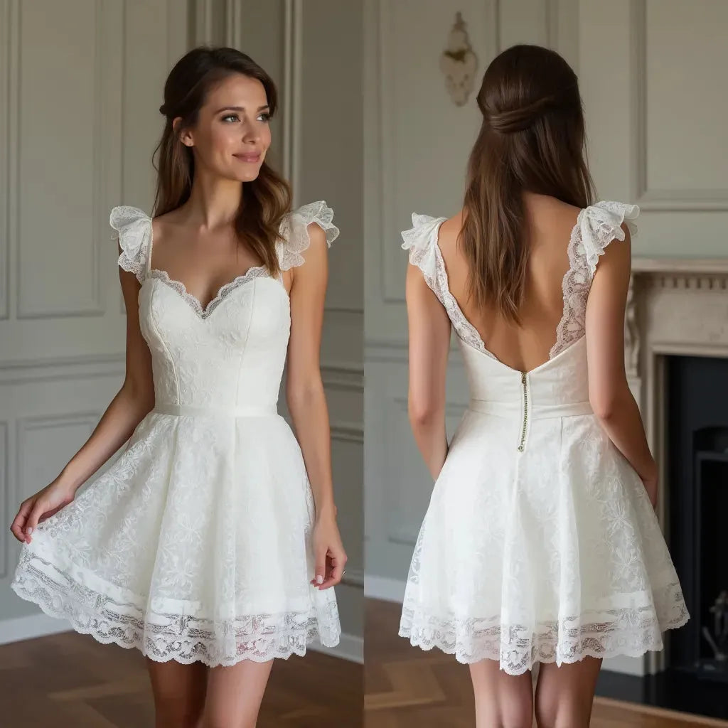 Short Wedding Dress with a Playful Flair for Fun and Stylish Brides