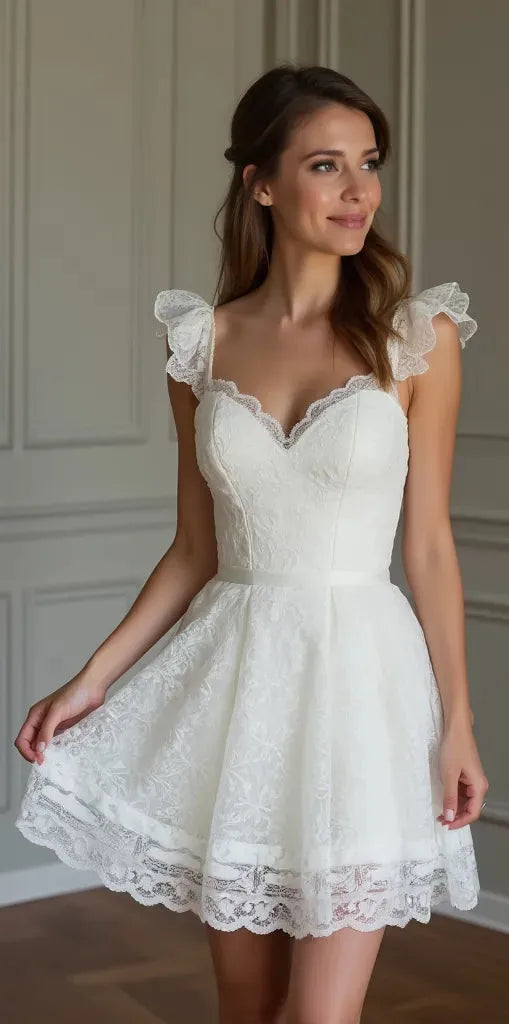 Short Wedding Dress with a Playful Flair for Fun and Stylish Brides