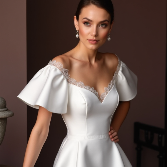 Glamorous Short Wedding Dress and Mini Dress with Pearl Embellishments