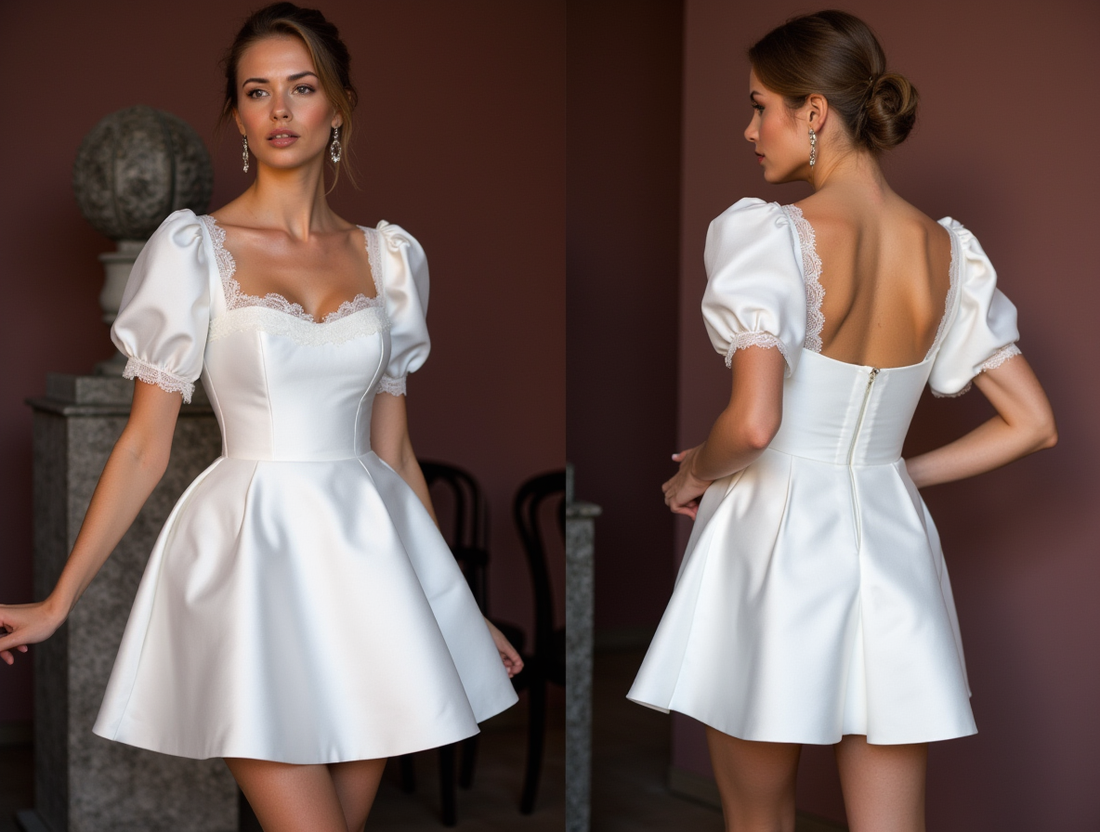 Short Wedding Dress and Mini Dress with a Flowing Chiffon Skirt for an Airy Feel