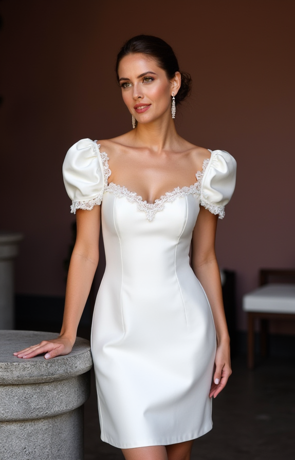 Vintage Short Wedding Dress and Mini Dress with Puff Sleeves for a Retro Look
