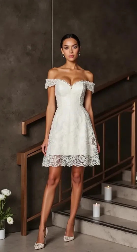 Mini Wedding Gown for Summer Beach Weddings and Outdoor Vows