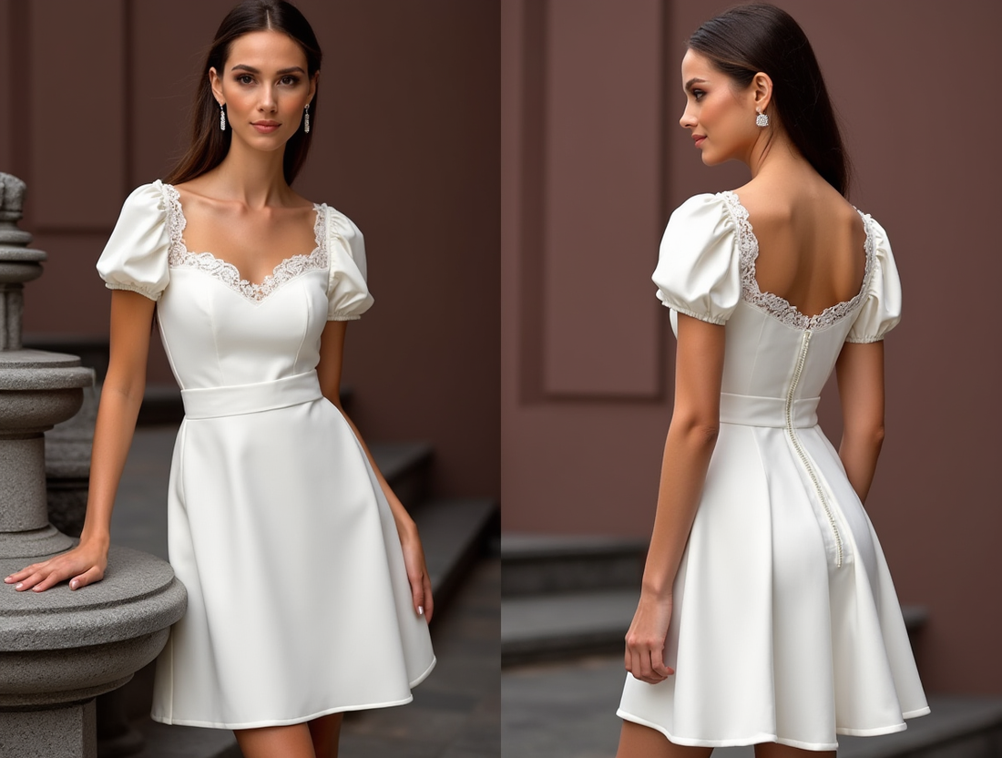 Modern Short Wedding Dress and Mini Dress with Asymmetrical Hemline