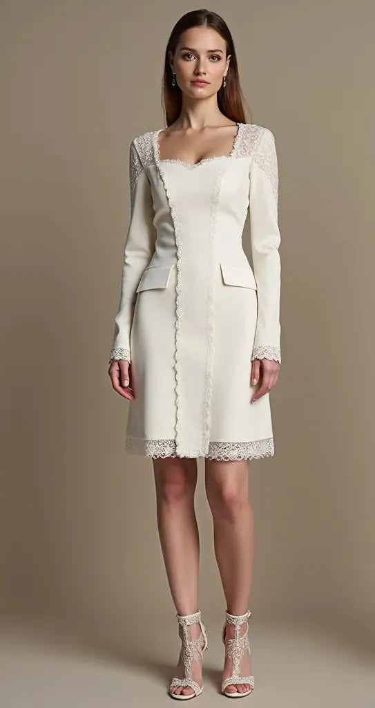 Mini Wedding Gown with Romantic Silhouette for Chic Brides