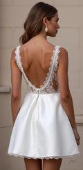Mini Wedding Dress with a Classy A-Line Fit for Stylish Brides