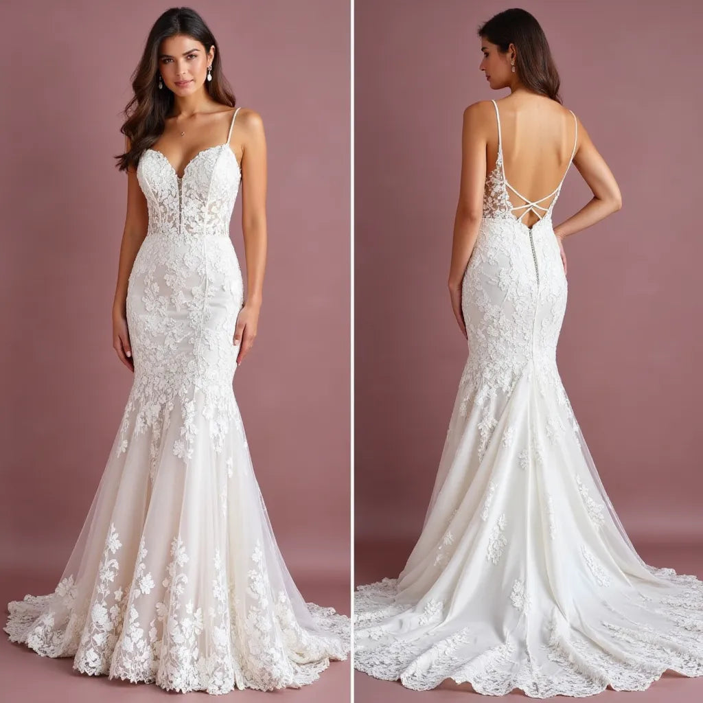 Mermaid Wedding Dress with Off-the-Shoulder Sleeves for a Romantic Feel