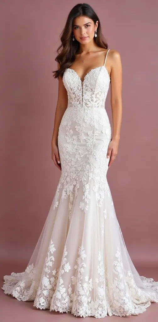 Mermaid Wedding Dress with Off-the-Shoulder Sleeves for a Romantic Feel