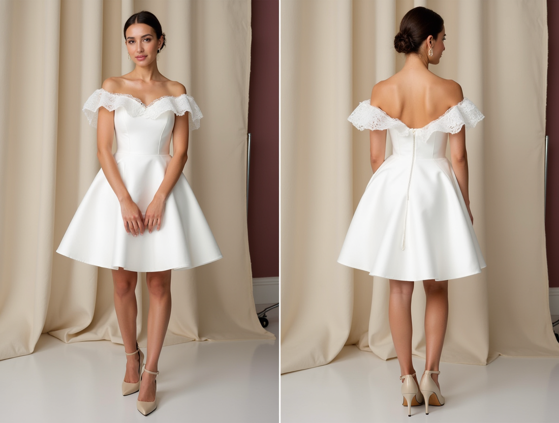 Elegant Short Wedding Dress and Mini Dress with a Draped Bodice for a Luxe Feel