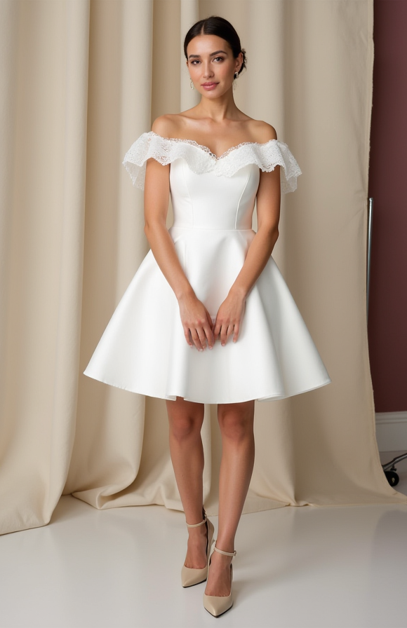 Elegant Short Wedding Dress and Mini Dress with a Draped Bodice for a Luxe Feel