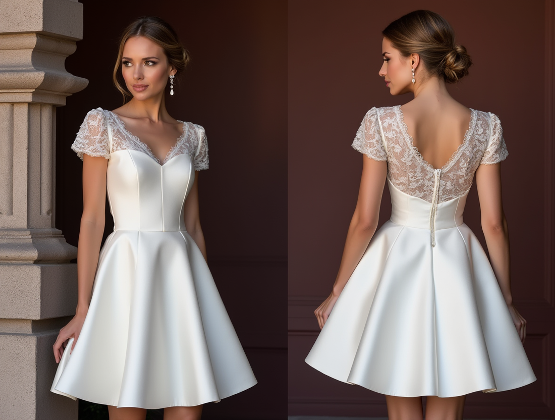 Sexy Short Wedding Dress and Mini Dress with a Sheer Lace Back