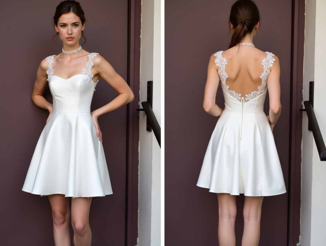 Playful Short Wedding Dress and Mini Dress with Polka Dot Tulle for a Fun Look