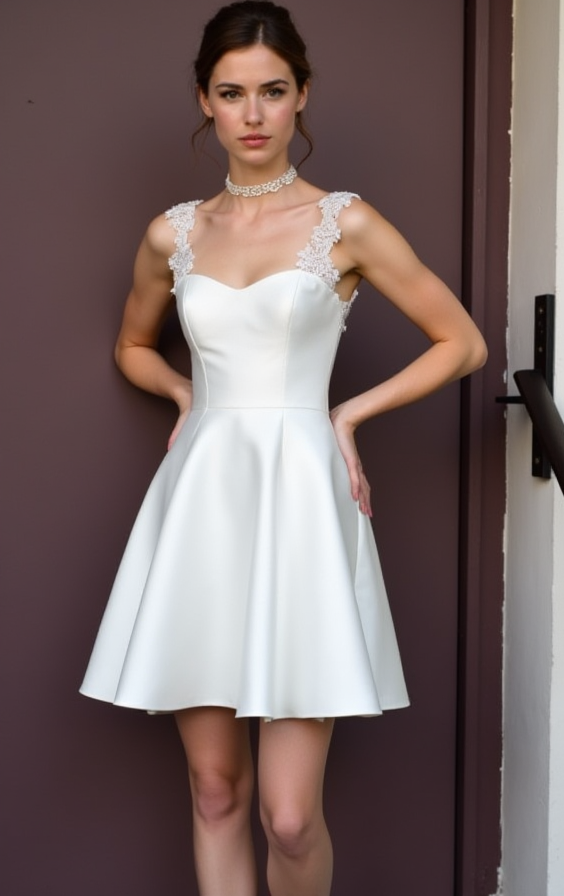 Playful Short Wedding Dress and Mini Dress with Polka Dot Tulle for a Fun Look
