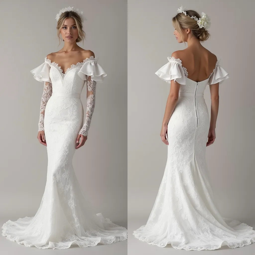 Mermaid Wedding Dress with a Deep V-Neck for a Bold and Sexy Look