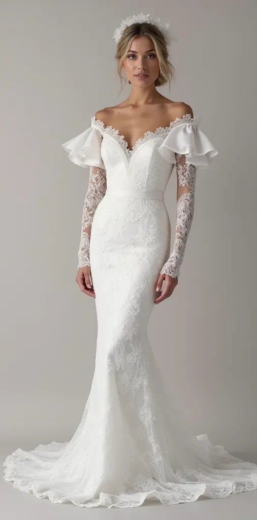 Mermaid Wedding Dress with a Deep V-Neck for a Bold and Sexy Look