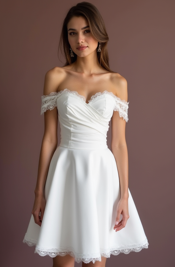 Trendy Short Wedding Dress and Mini Dress with a Tiered Skirt for Extra Volume