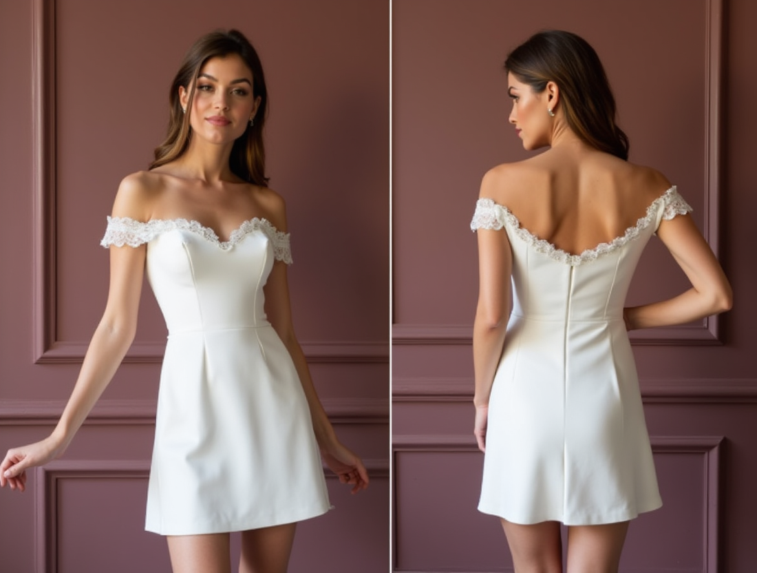 Chic Short Wedding Dress and Mini Dress with Pearl Buttons for a Vintage Touch