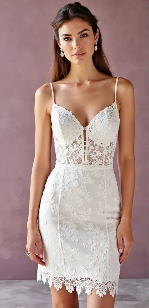 Mini Short Wedding Dress with a Timeless and Minimalist Aesthetic