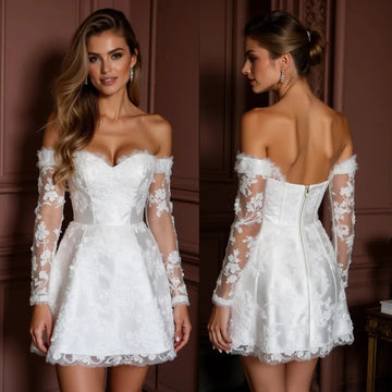 Short Mini Wedding Dress for Beach, Garden, or Destination Weddings