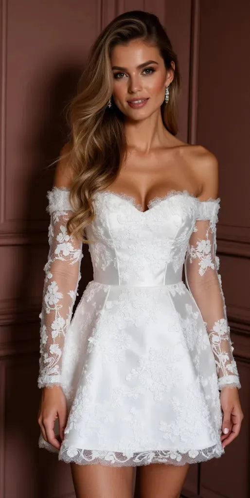 Short Mini Wedding Dress for Beach, Garden, or Destination Weddings