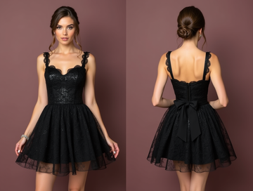 Chic Black Evening Dress & Prom Gown with Long Sleeves for a Sophisticated Style