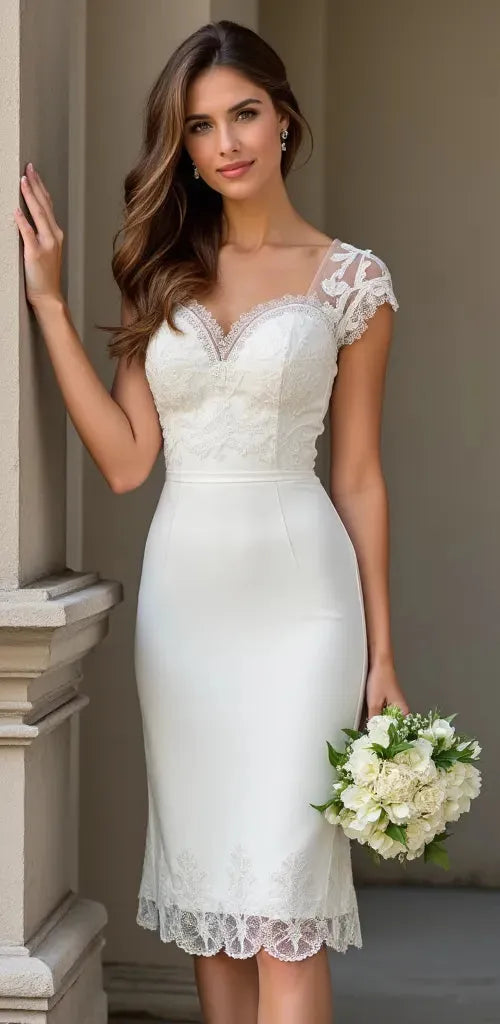 Short Mini Wedding Dress for Courthouse, Second Wedding, or Reception
