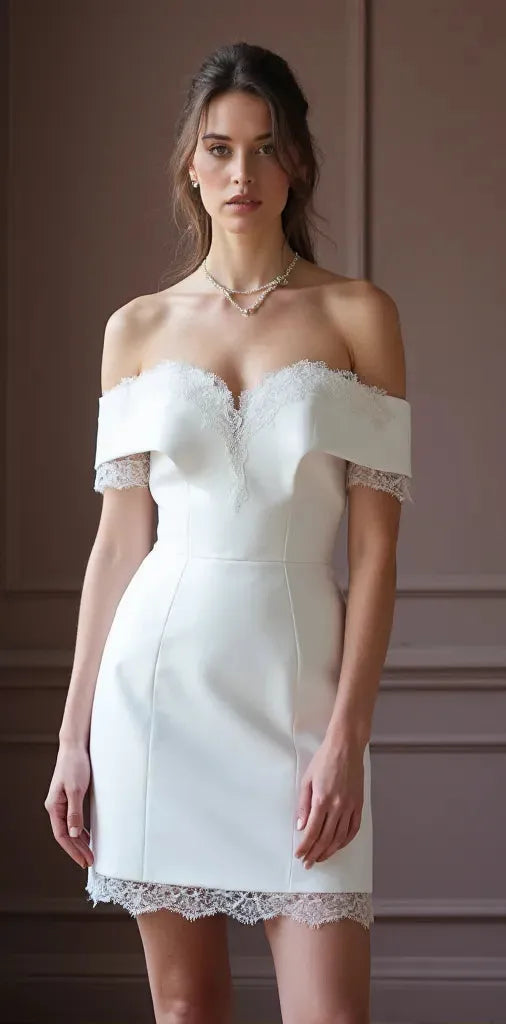Mini Short Wedding Dress with Sleeves for a Sophisticated Bridal Look