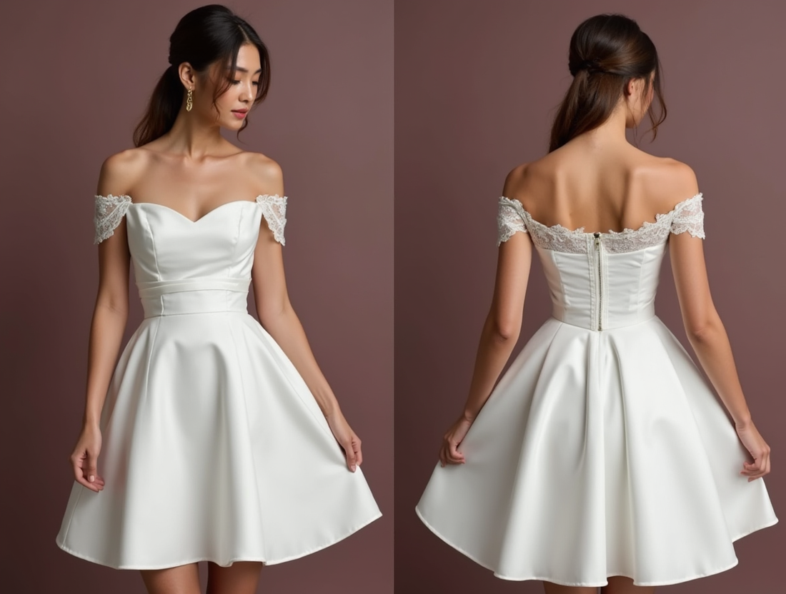 Elegant Short Wedding Dress and Mini Dress with an Illusion Lace Neckline