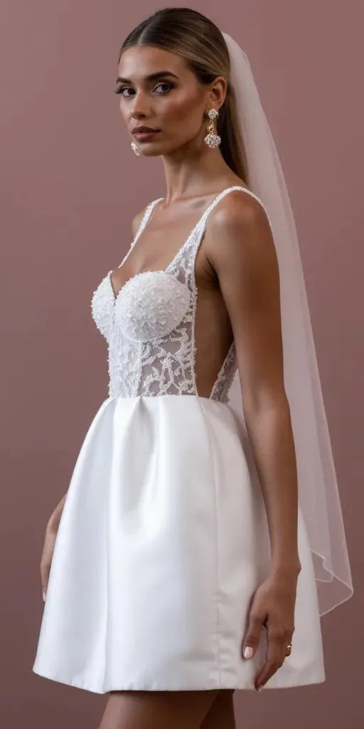 Short Mini Wedding Dress for Dancing, Celebrations, and Fun Receptions