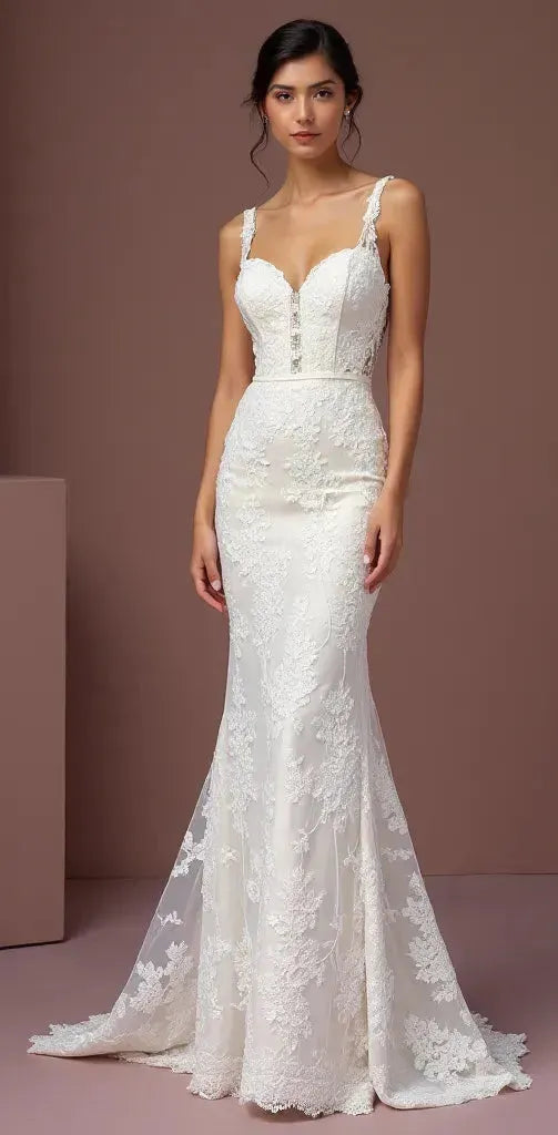 Mermaid Wedding Dress with a Draped Bodice for a Flattering Shape