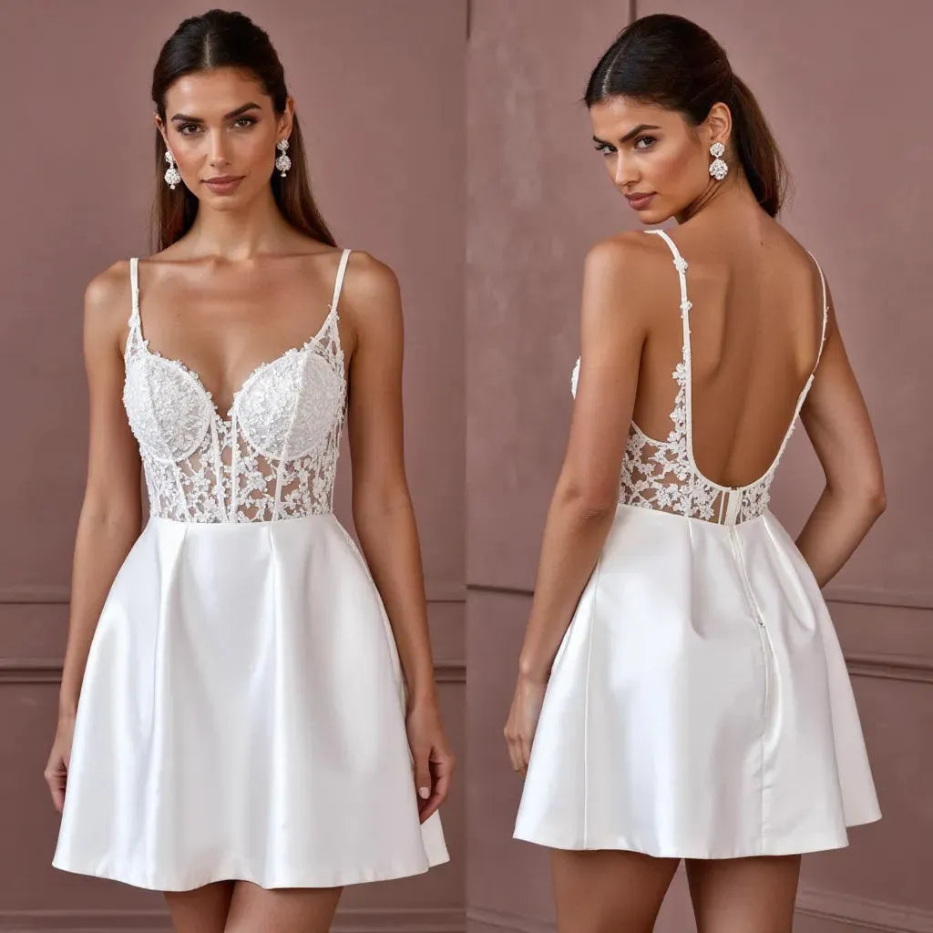 Mini Short Wedding Dress with a Playful and Feminine Touch