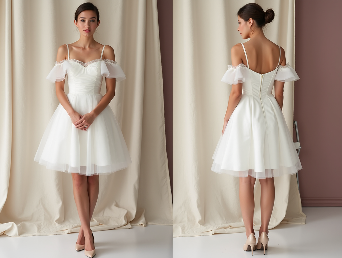 Romantic Short Wedding Dress and Mini Dress with a Heart-Shaped Cutout Back