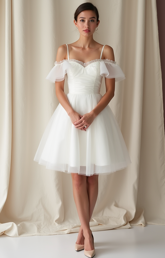 Romantic Short Wedding Dress and Mini Dress with a Heart-Shaped Cutout Back