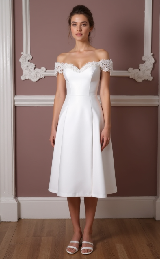 Glamorous Short Wedding Dress and Mini Dress with a Fitted Silhouette and Beading