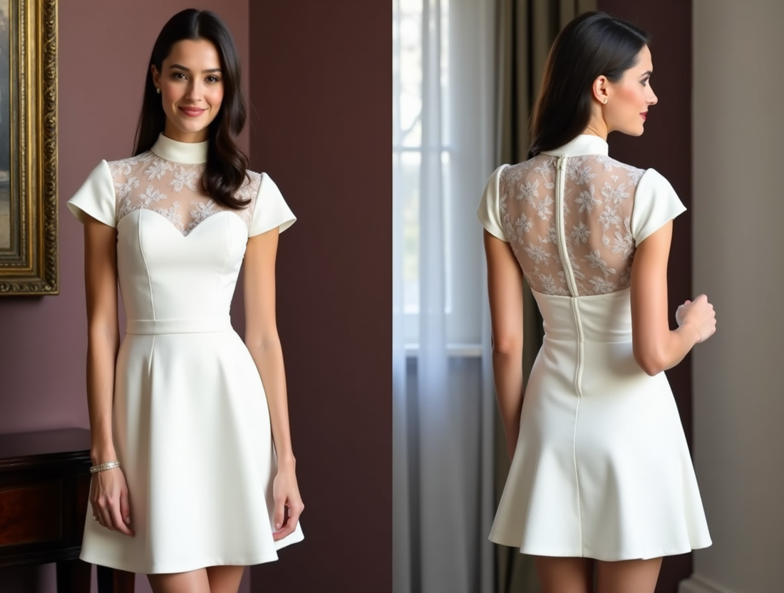 Short Wedding Dress and Mini Dress with a Cowl Neckline for a Trendy Look