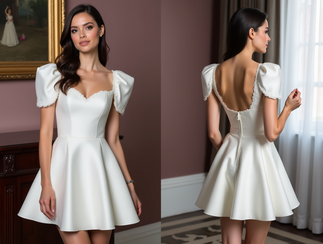 Mini Short Wedding Dress with Lace and Tulle for a Romantic and Elegant Bridal Look