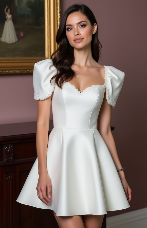 Mini Short Wedding Dress with Lace and Tulle for a Romantic and Elegant Bridal Look