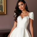 Stunning Short Wedding Dress and Mini Dress with Crystal Embellishments