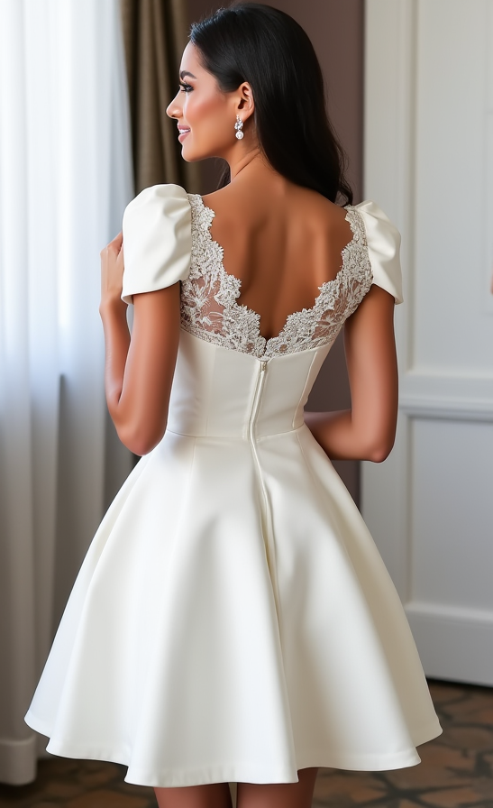 Stunning Short Wedding Dress and Mini Dress with Crystal Embellishments