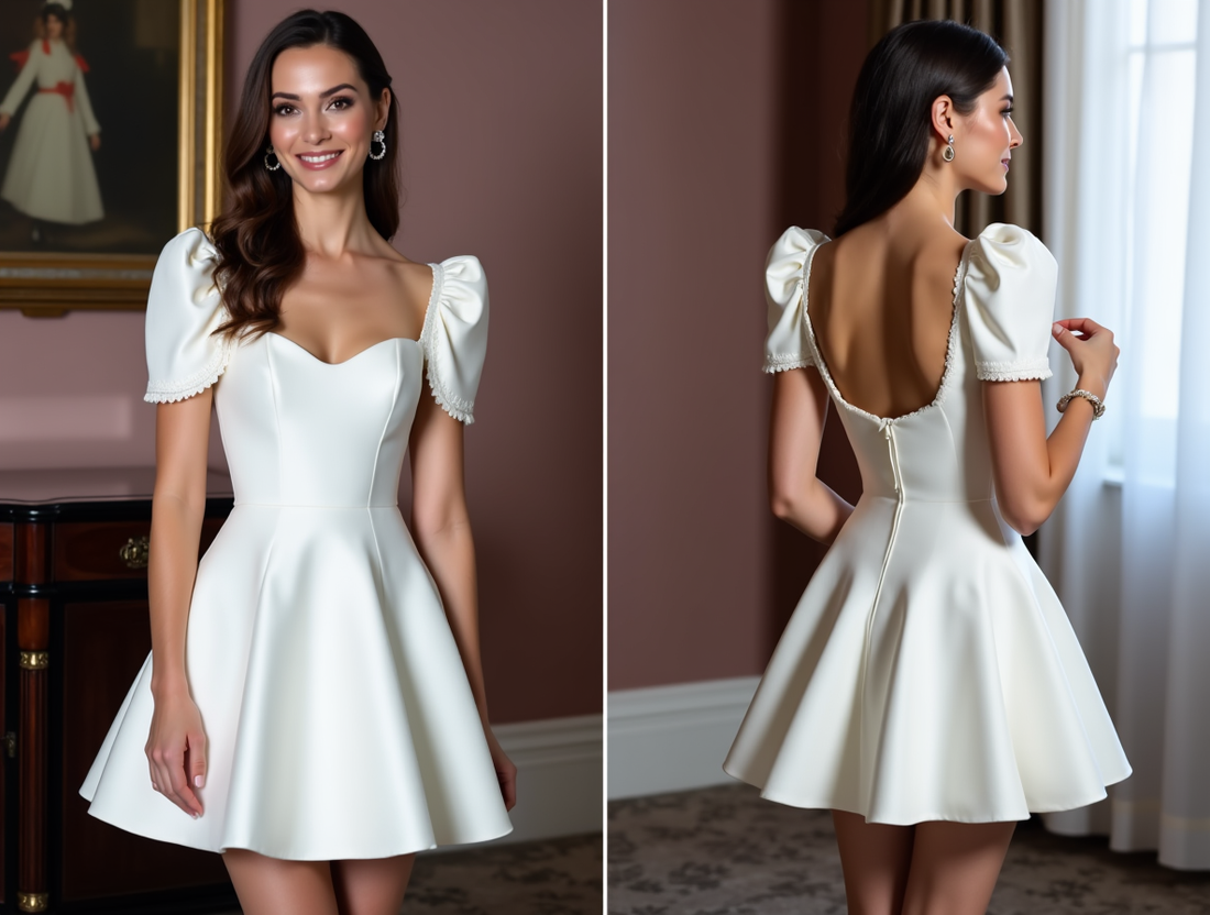 Elegant Mini Short Wedding Dress with a Satin Finish for a Sleek and Sophisticated Look